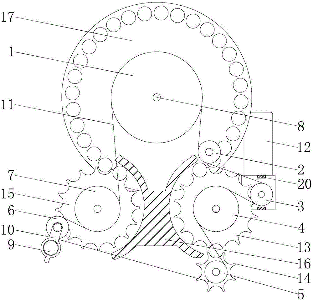 cn109592388a_一种用皮带传动代替齿轮传动的传动系统