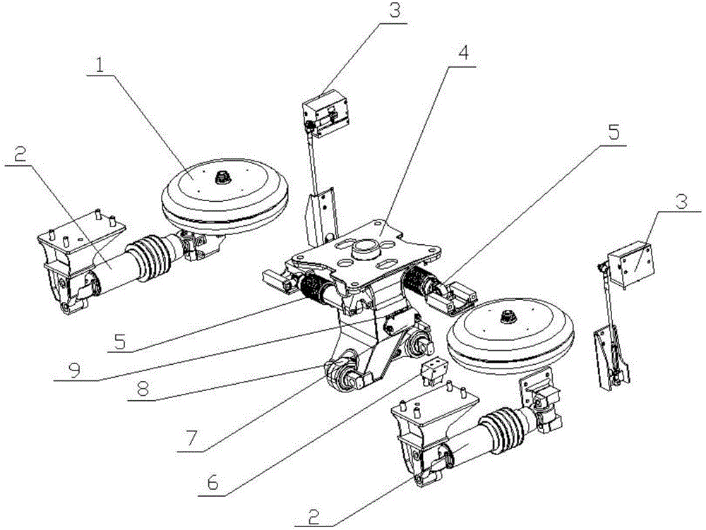 cn208746010u_一种轨道车辆转向架的二系悬挂牵引系统