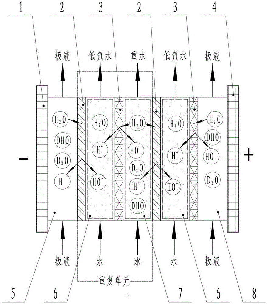 cn208893990u_一种半透双极膜电渗析分离氘的装置