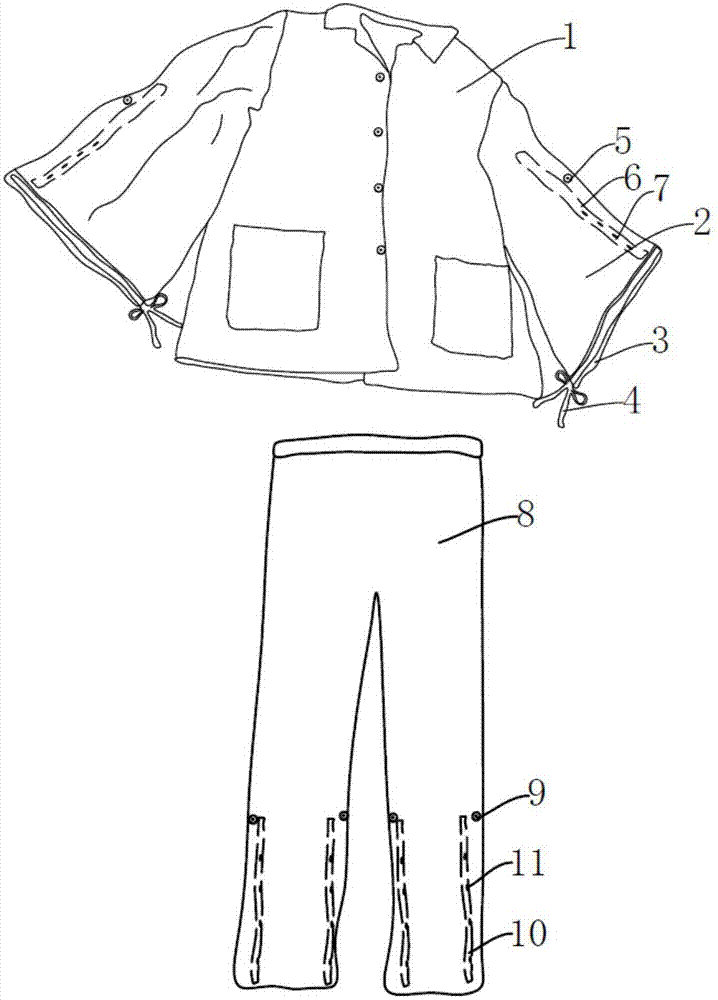 cn208242943u_一种多功能可调节式病号服