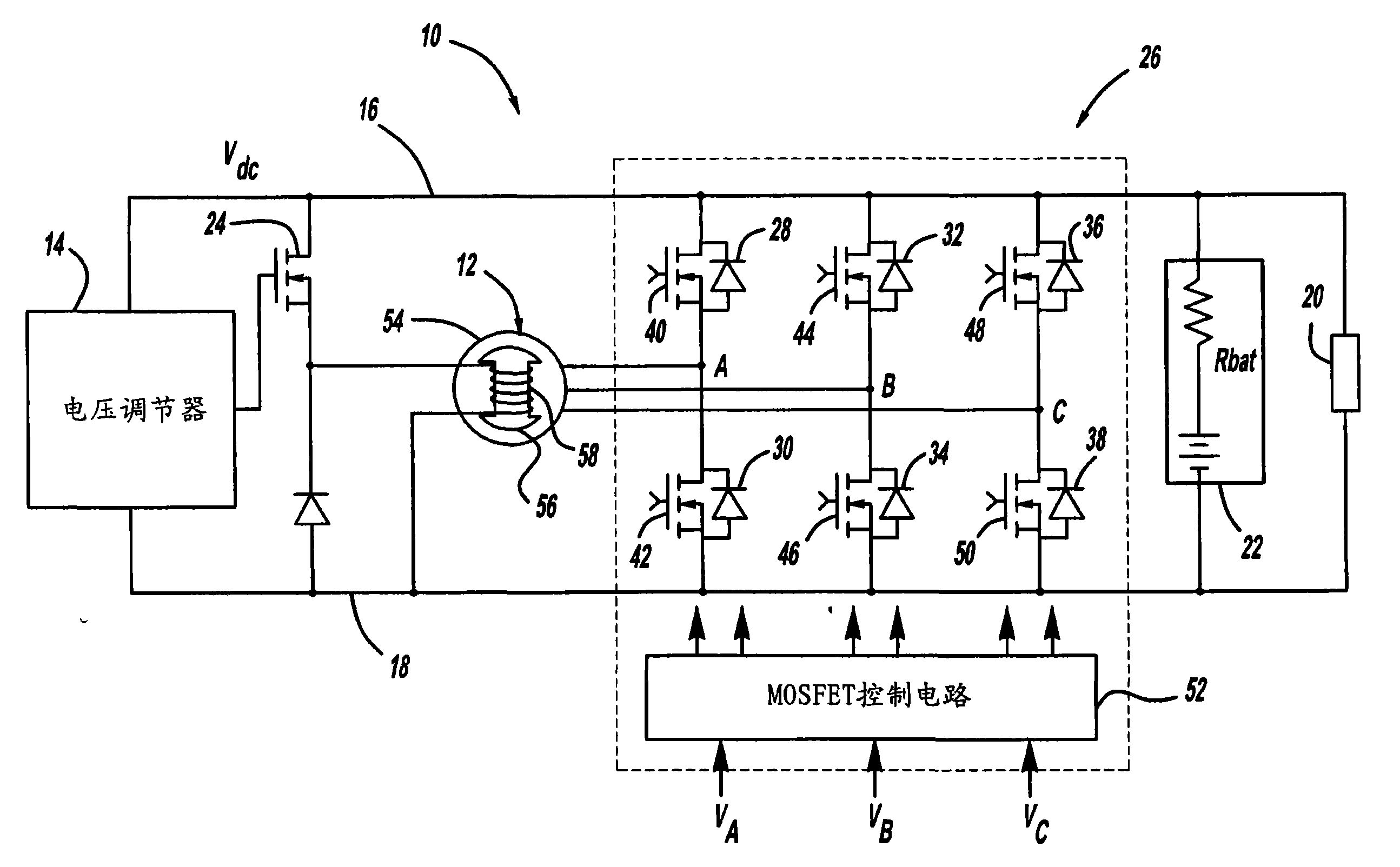 一種發電機系統包括三相ac電機和應用低導通電阻mosfet開關的有源整流