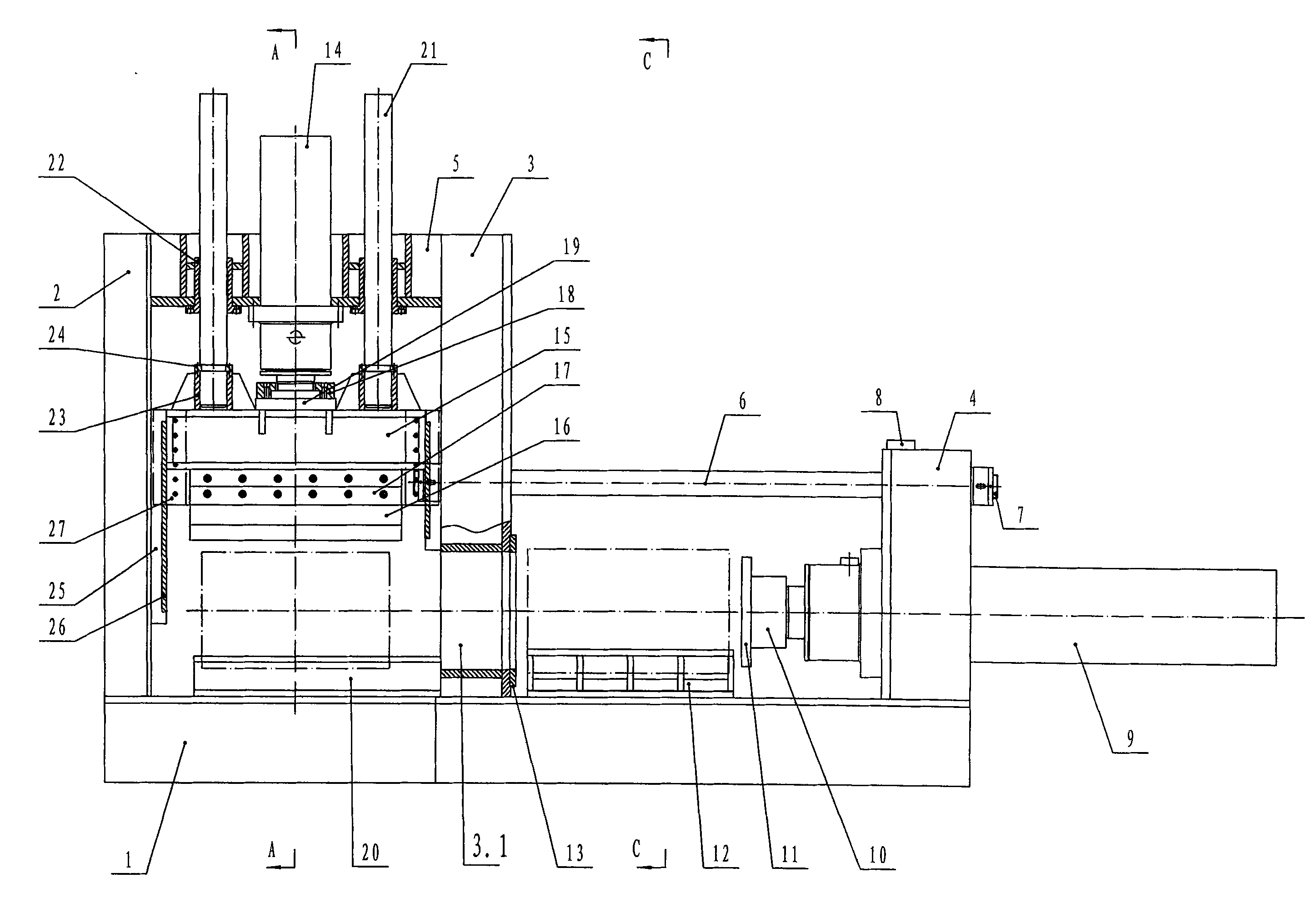 cn101337325a_新型点动卧式挤压剪切机失效