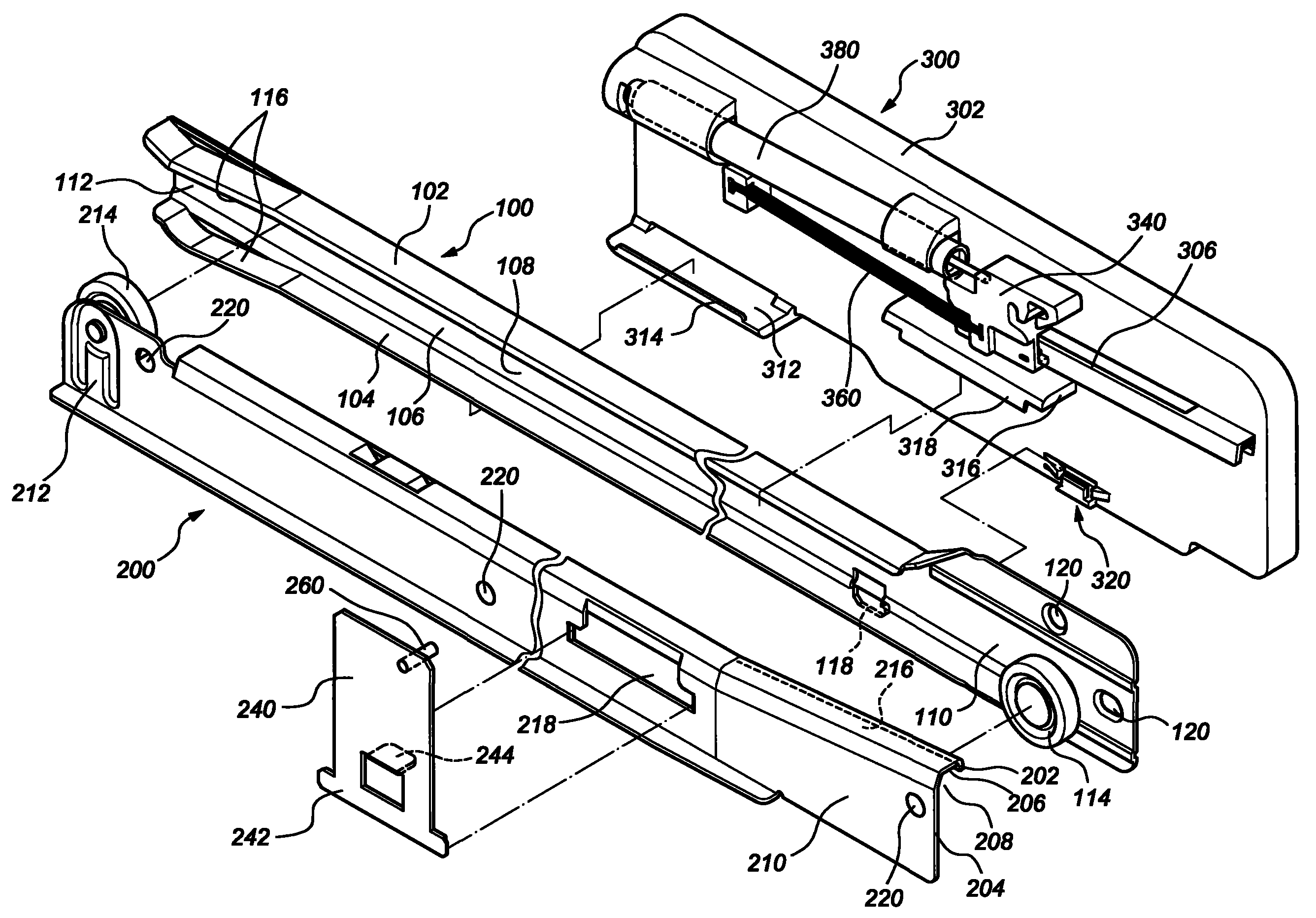 用于滑轨组件的自动回归装置