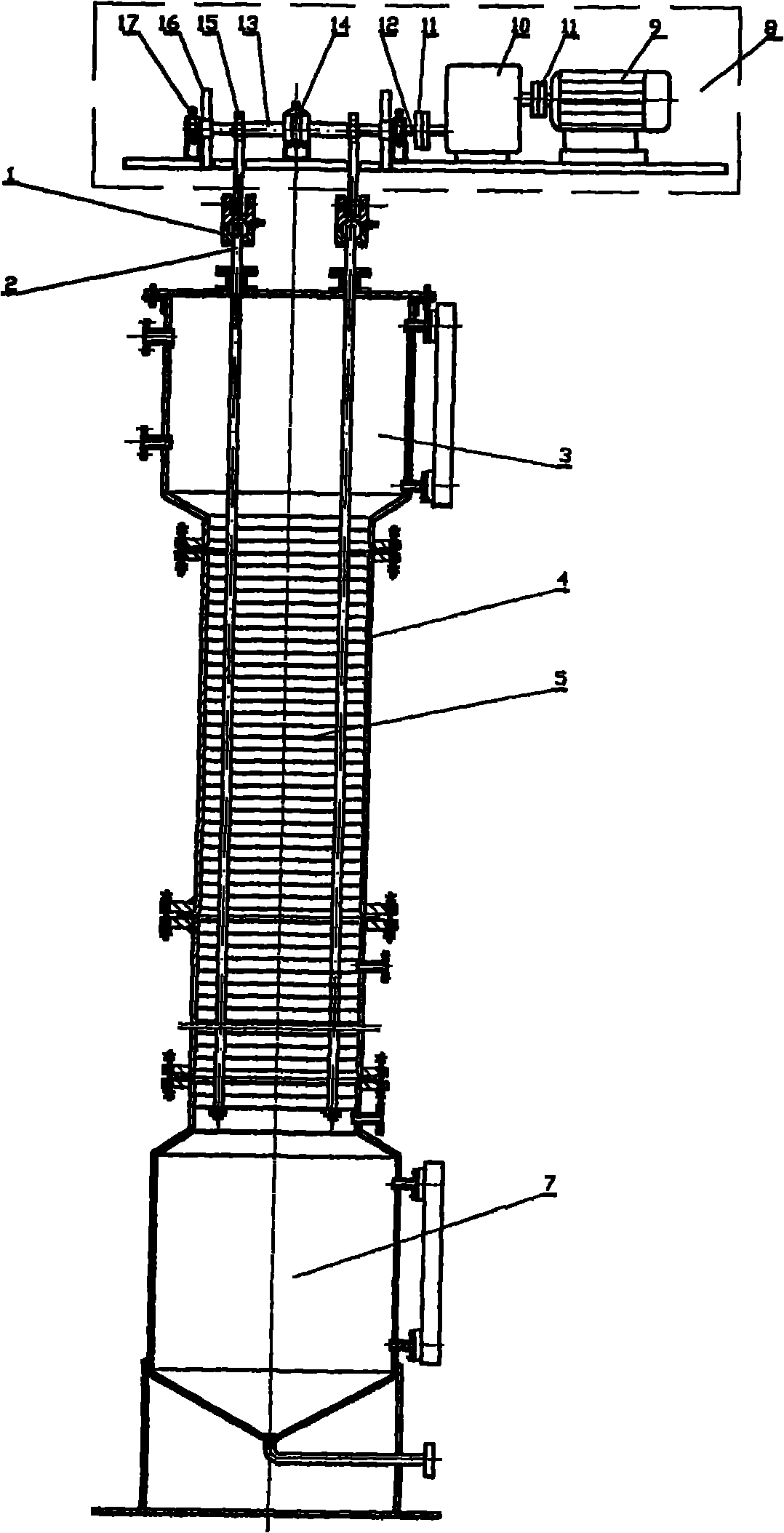 往复振动筛板塔的机械结构