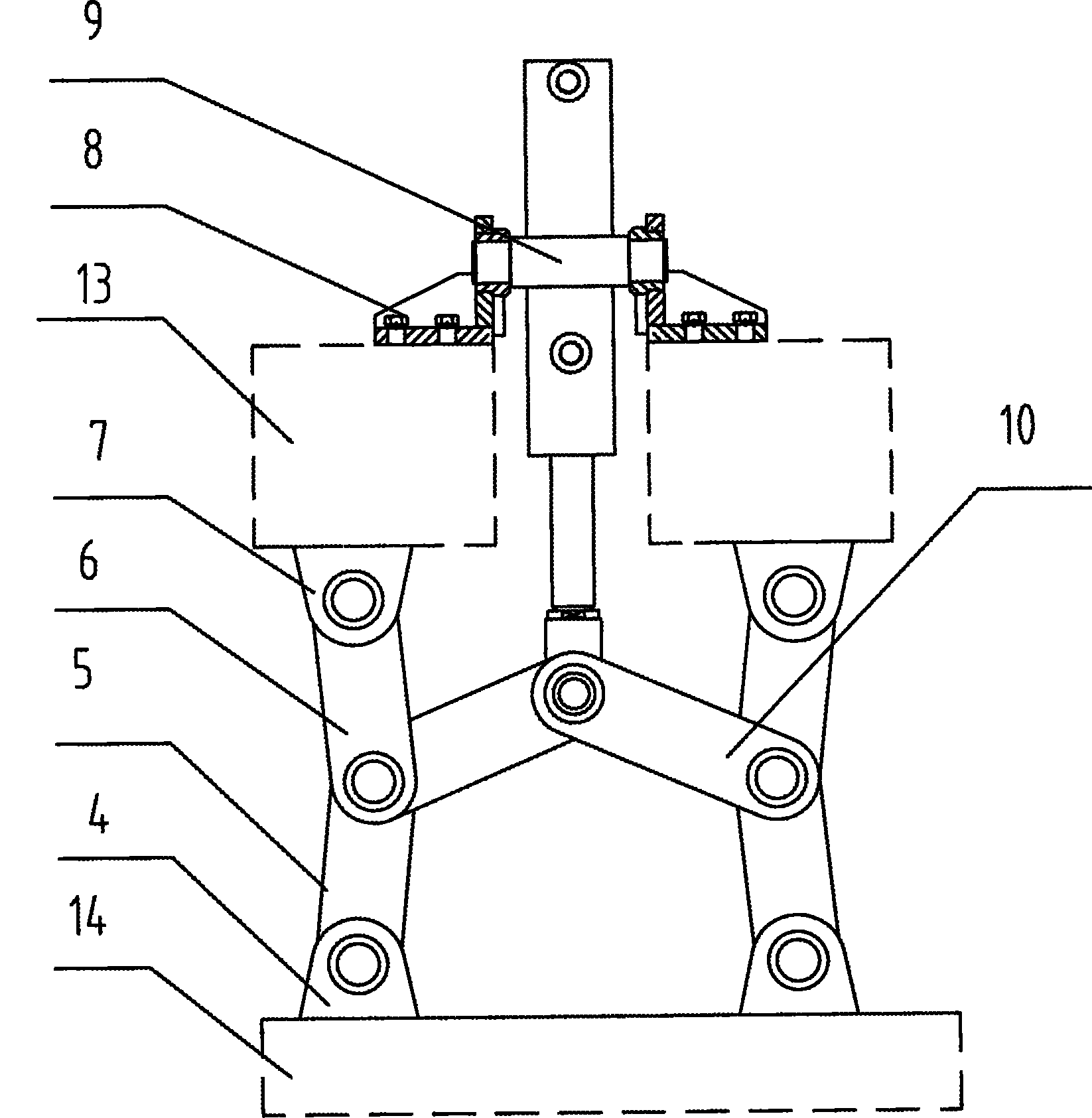 本发明公开了一种立缸式组合增力装置,属制动机构.