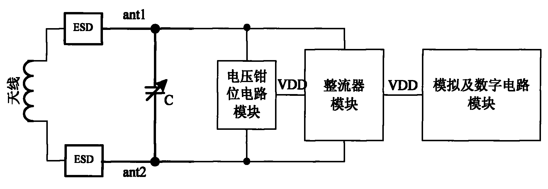 高频rfid标签电路及芯片