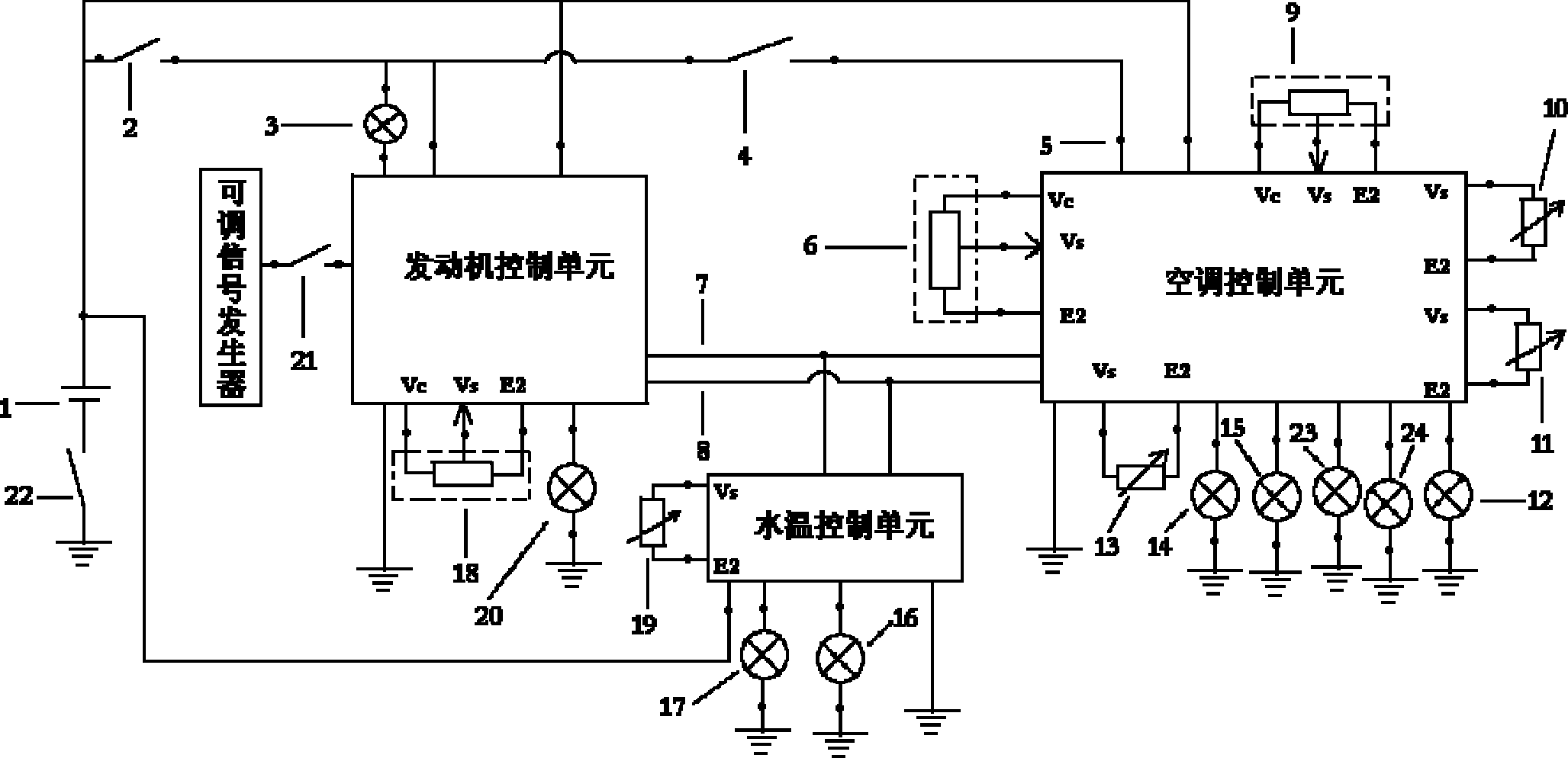 發生器,可調信號發生器的控制開關,發動機控制單元,節氣門位置傳感器