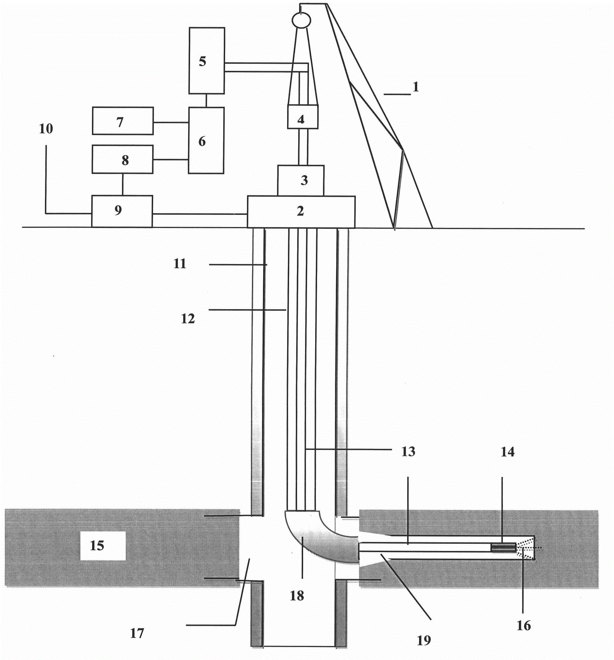 气水混合液喷射钻井梅花形径向水平井煤层气开采方法