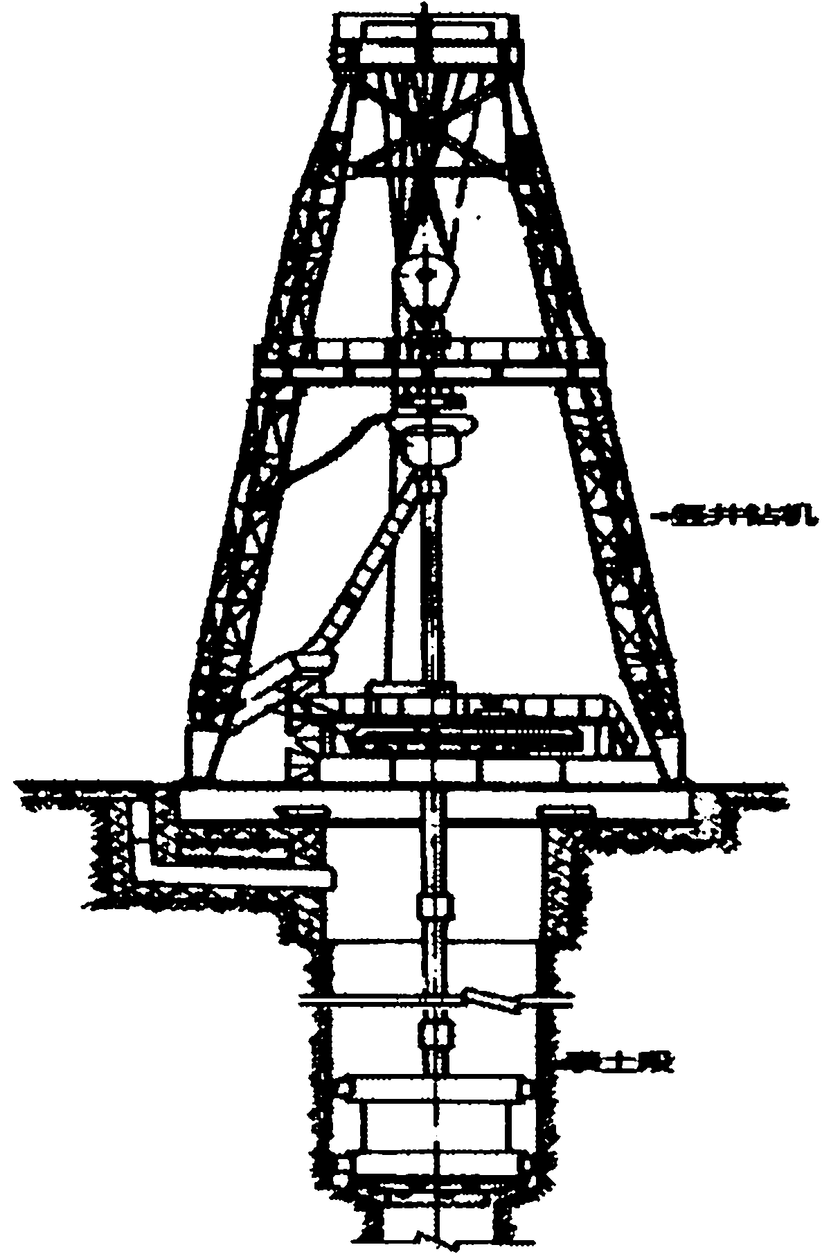 cn102493809a_一种竖井正向,反井综合凿井方法失效