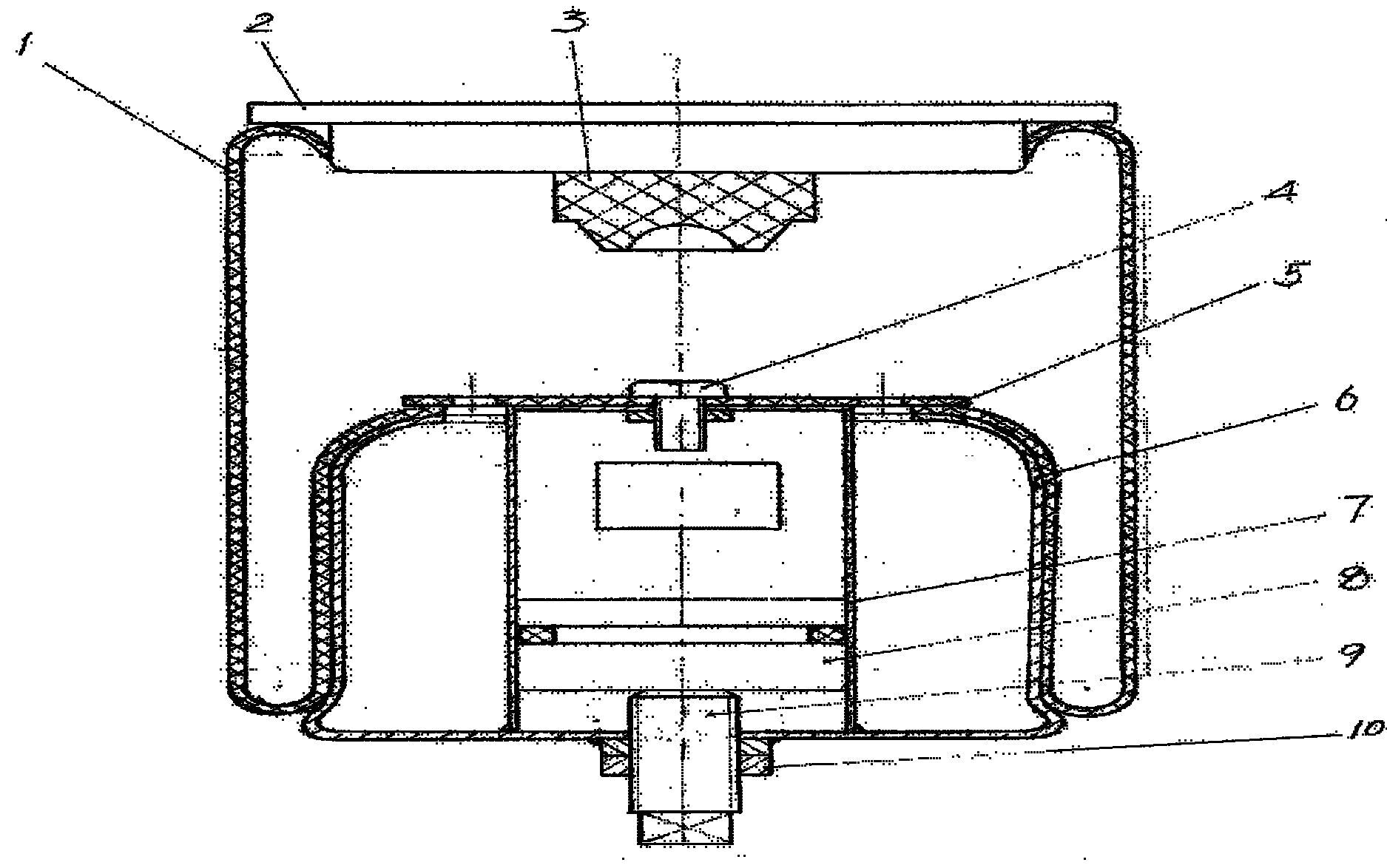 cn102506113a_一種容積佔有和壓差調節靜動剛度的空氣彈簧失效