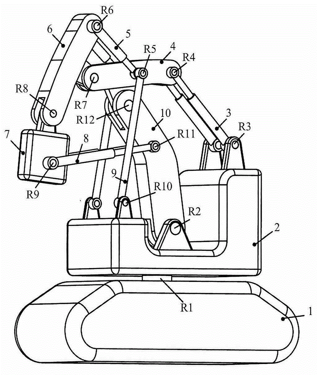一种含有加长臂和复铰的四自由度重载机械臂