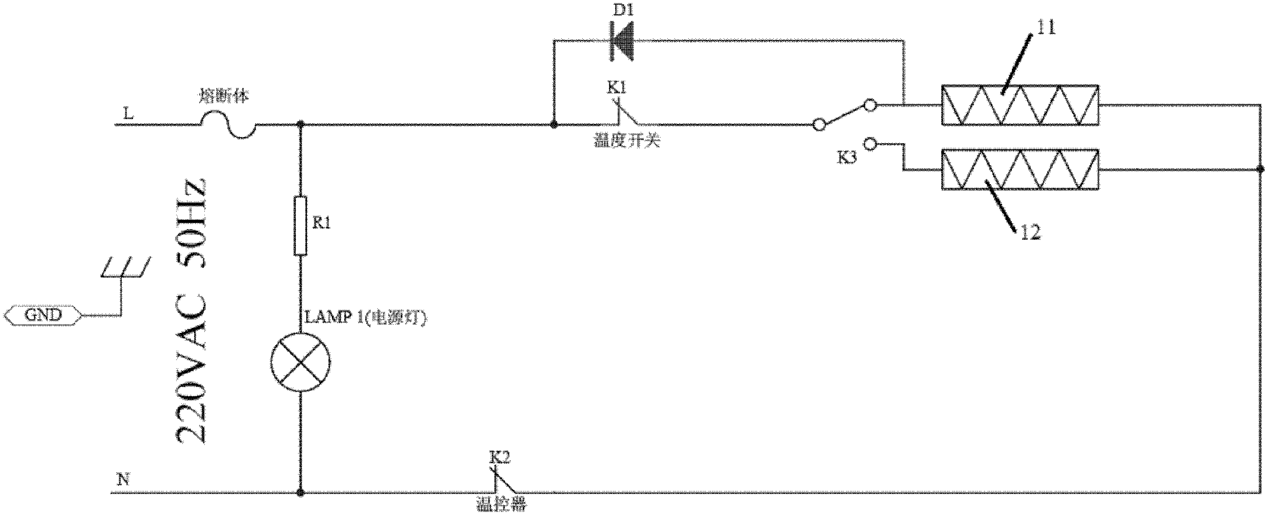 电炖锅底部线接线图图片