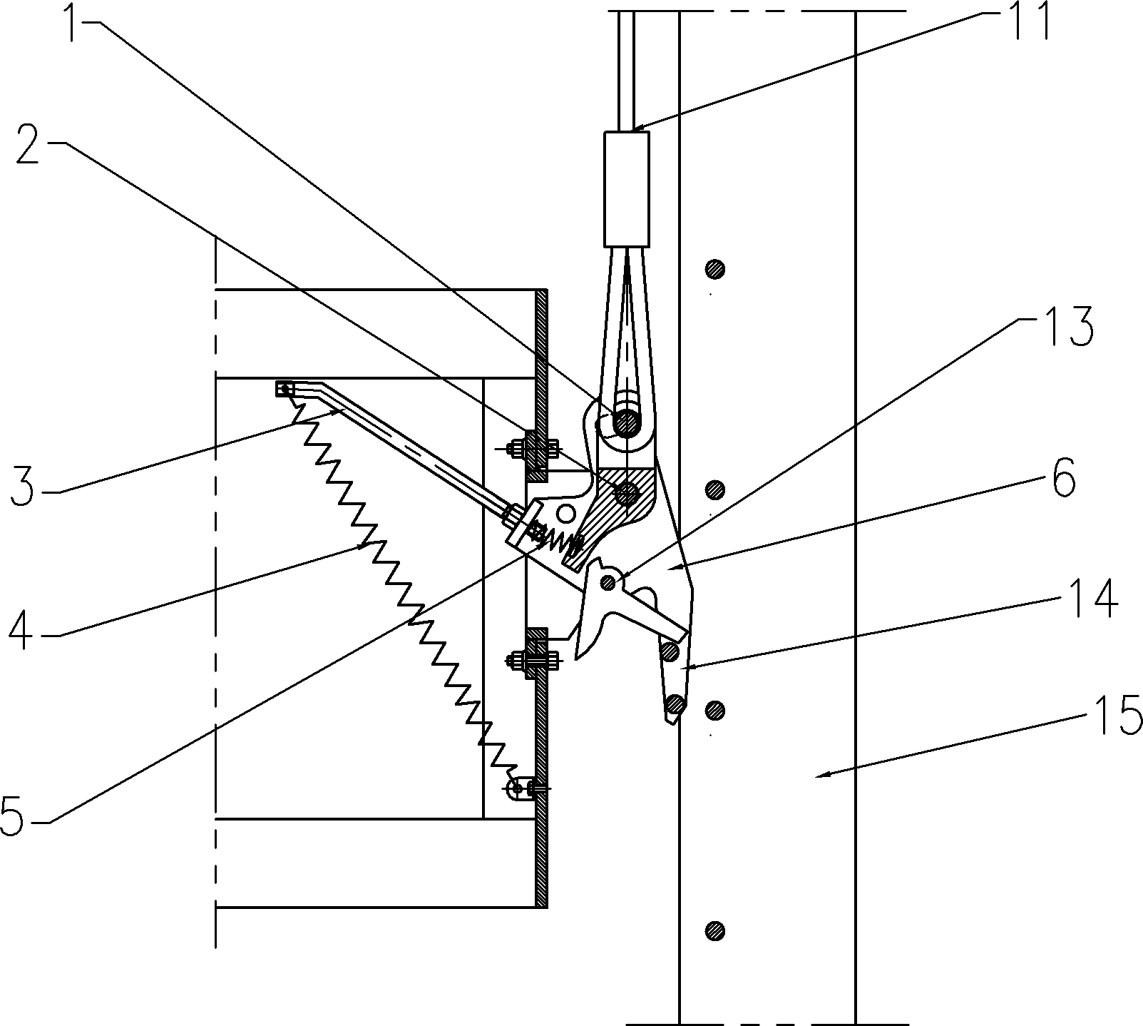 cn102619418a_自动门防坠落自动锁扣有效