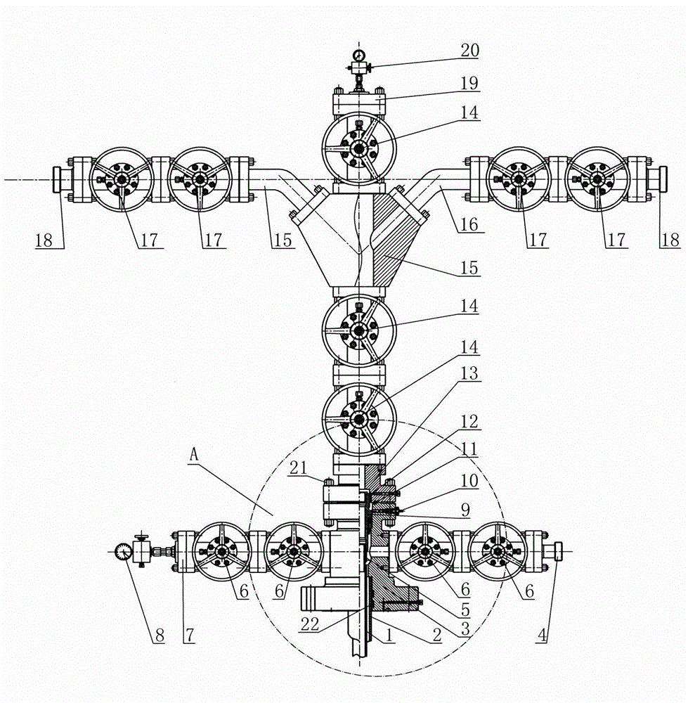 一种y型异径双通道高压酸化压裂井口装置