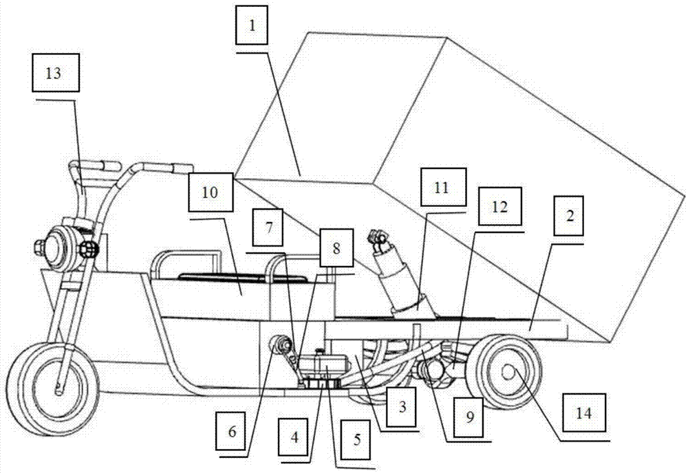 三轮车自卸液压安装图图片