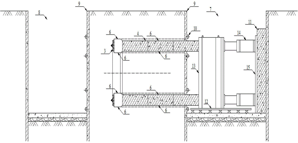 本發明涉及一種環形頂管施工方法,包括:建造工作井,接收井和圍護牆,施