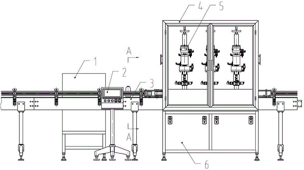 一种全自动三头直线型盖下灌装机