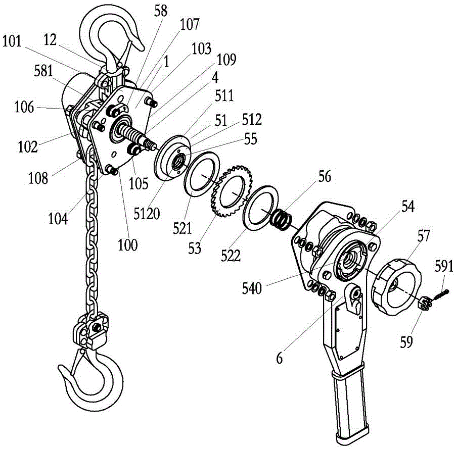 一种手扳葫芦的离合装置