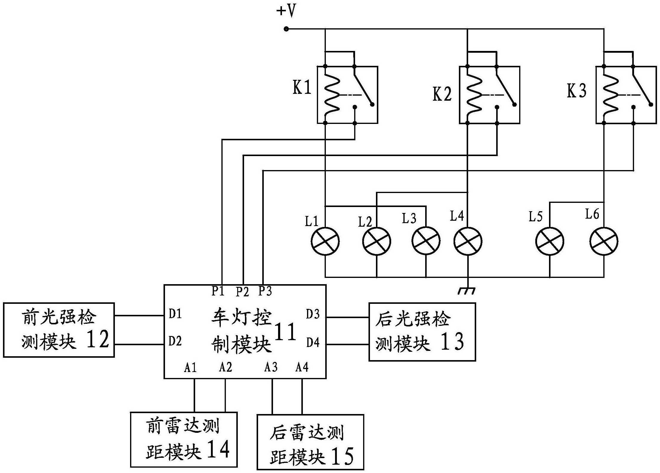 一種汽車車燈光自動警示系統及控制方法