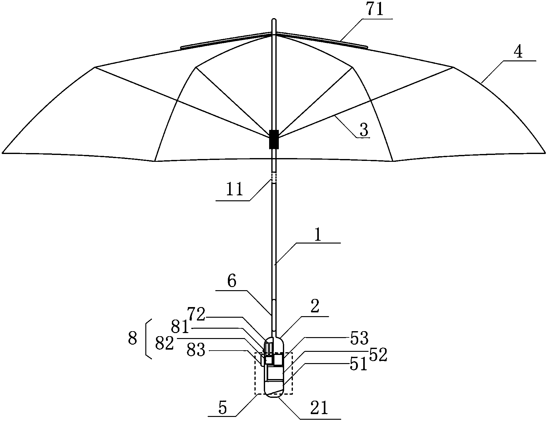 cn105725400a_一种太阳能空气净化空调伞失效