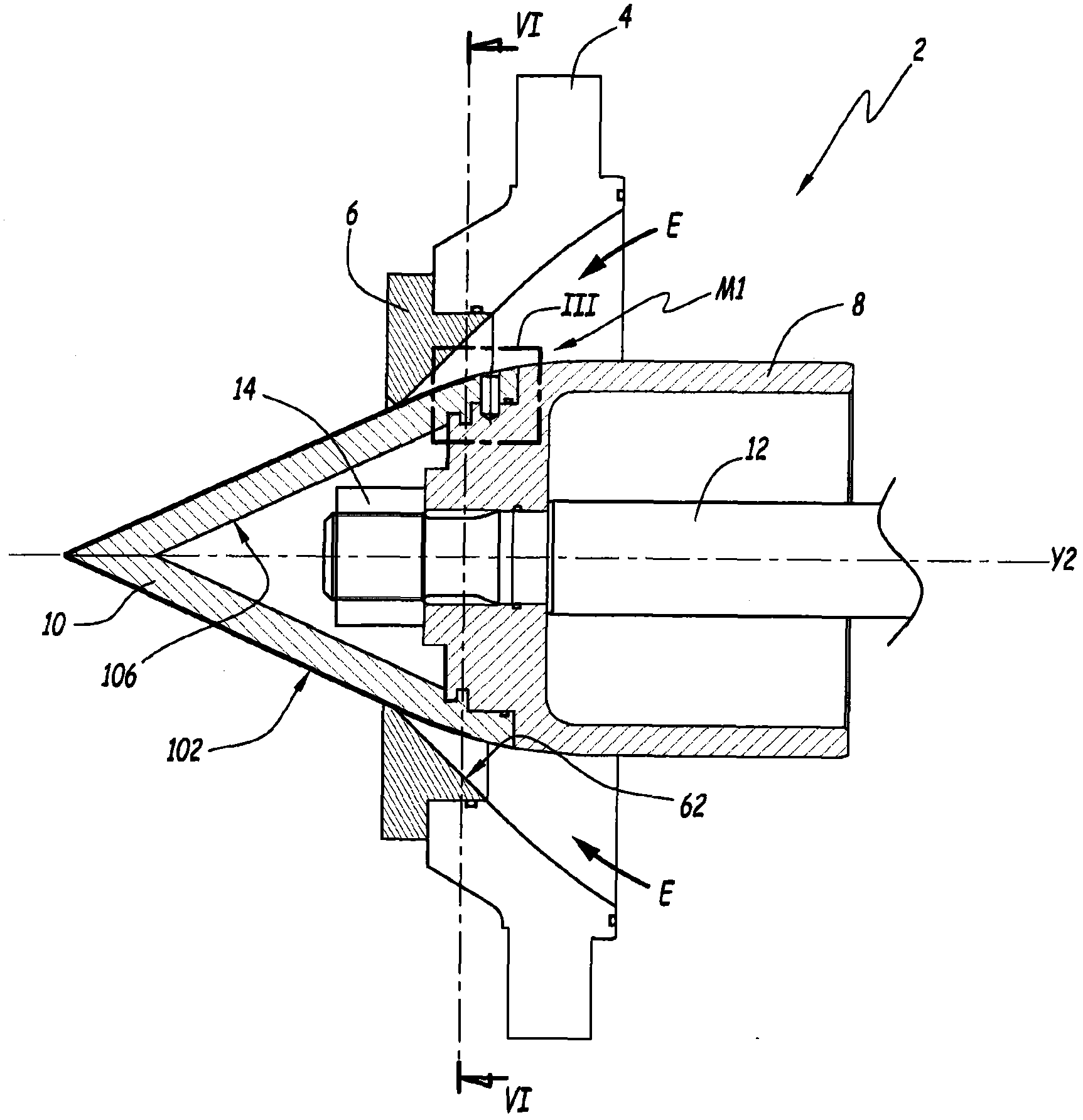 冲击式水轮机的液压喷射器及用于此类喷射器的部分拆卸的方法