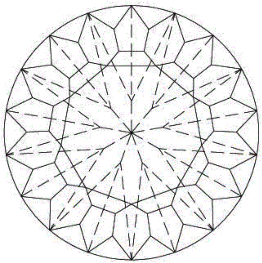 内部呈现九箭九心结构的73切割面的钻石