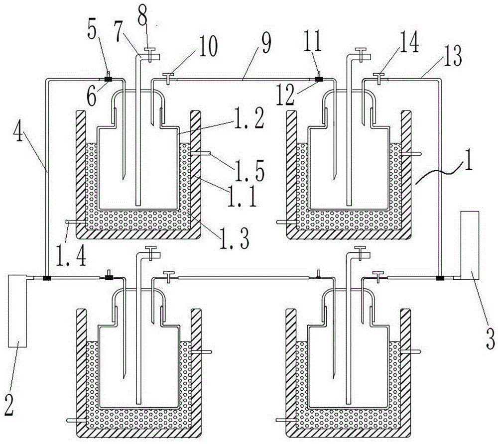 通过连接管相互首尾串联形成的冷阱串联组,制冷机,干燥容器,真空泵