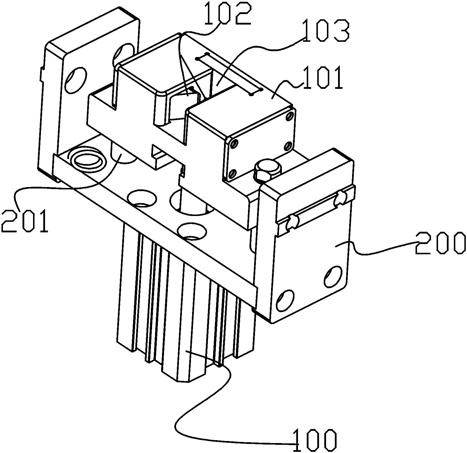本发明的led全自动夹具阻挡机构,技术目的是提供一种具有自锁结构而