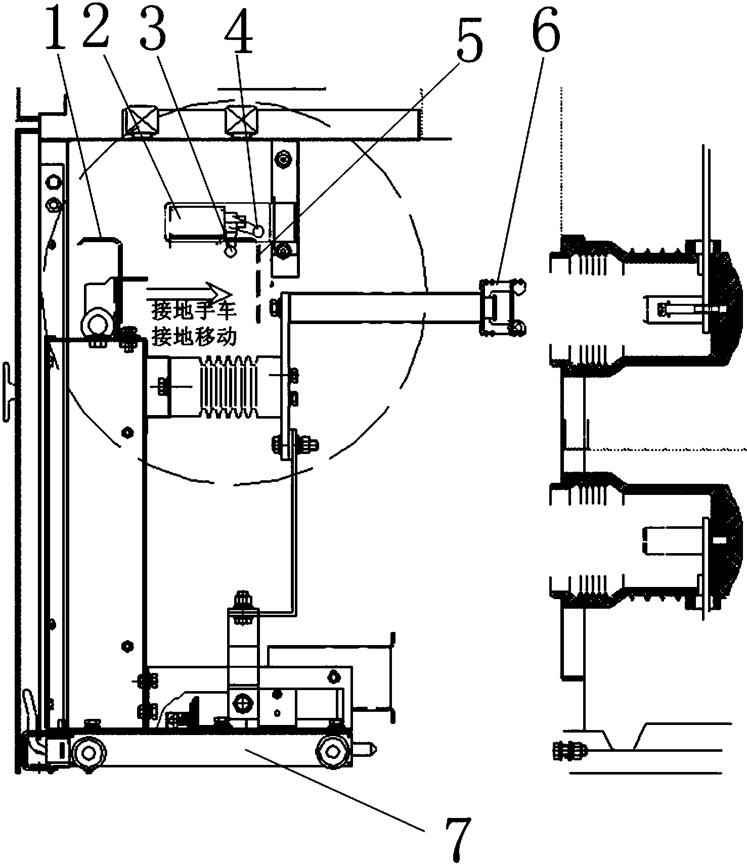 一种用于pt柜的接地手车非工位联锁机构