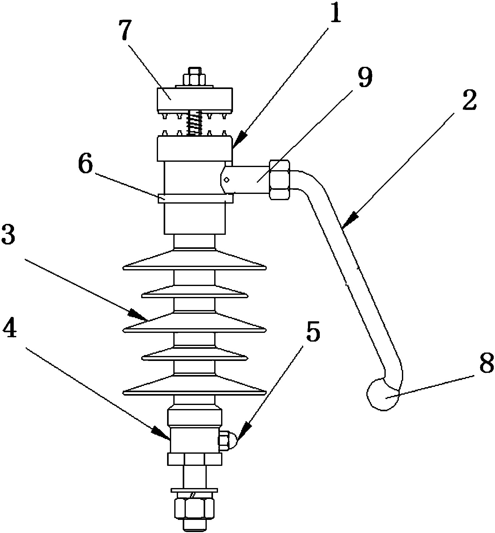 cn106611642a_一种可调放电距离的防雷线路柱式复合绝缘子失效
