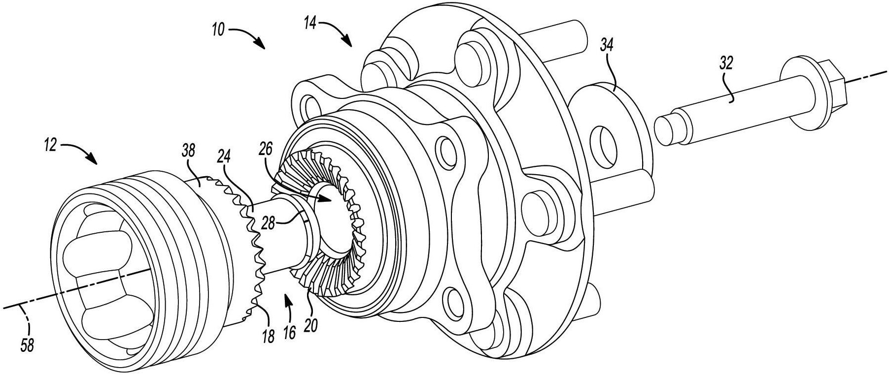 线接触的斜端面花键