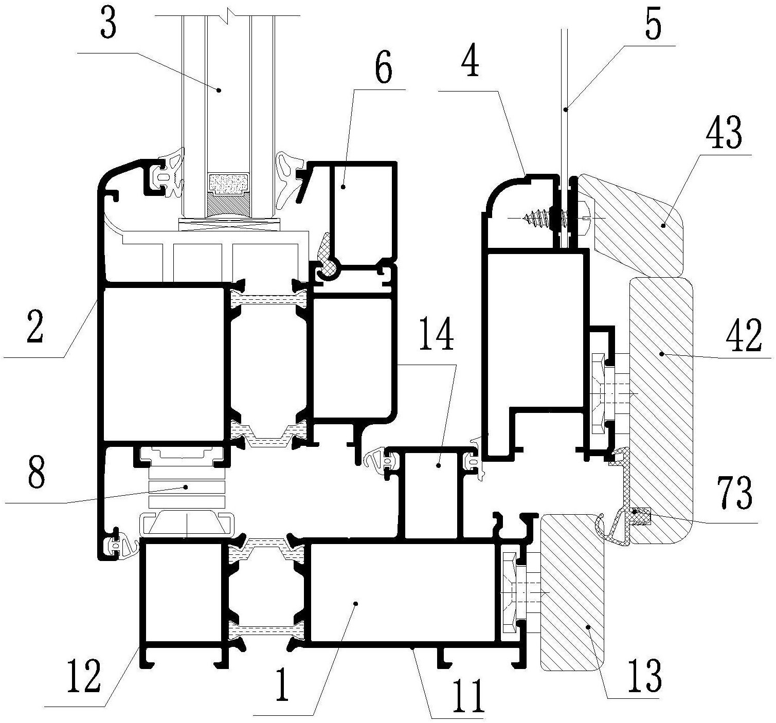 一种一体式滑撑外开铝合金门窗