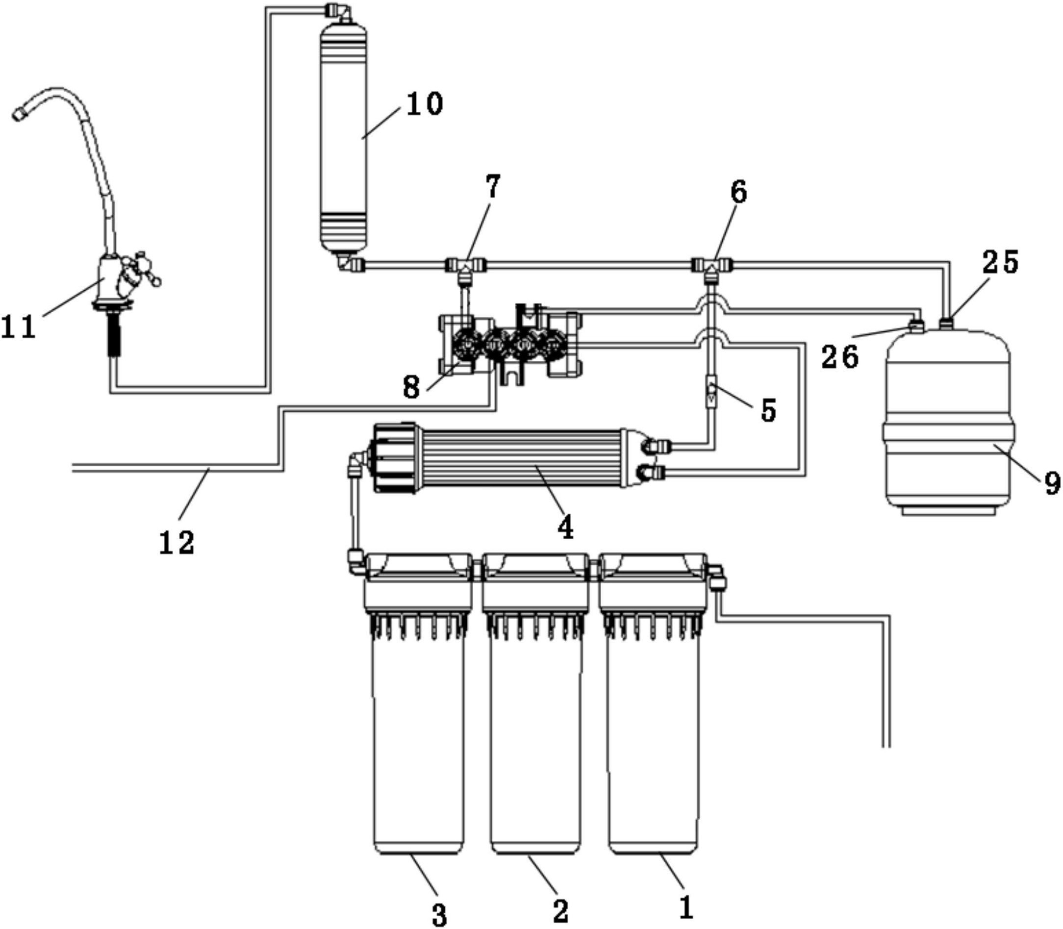 反渗透净水机水路图图片