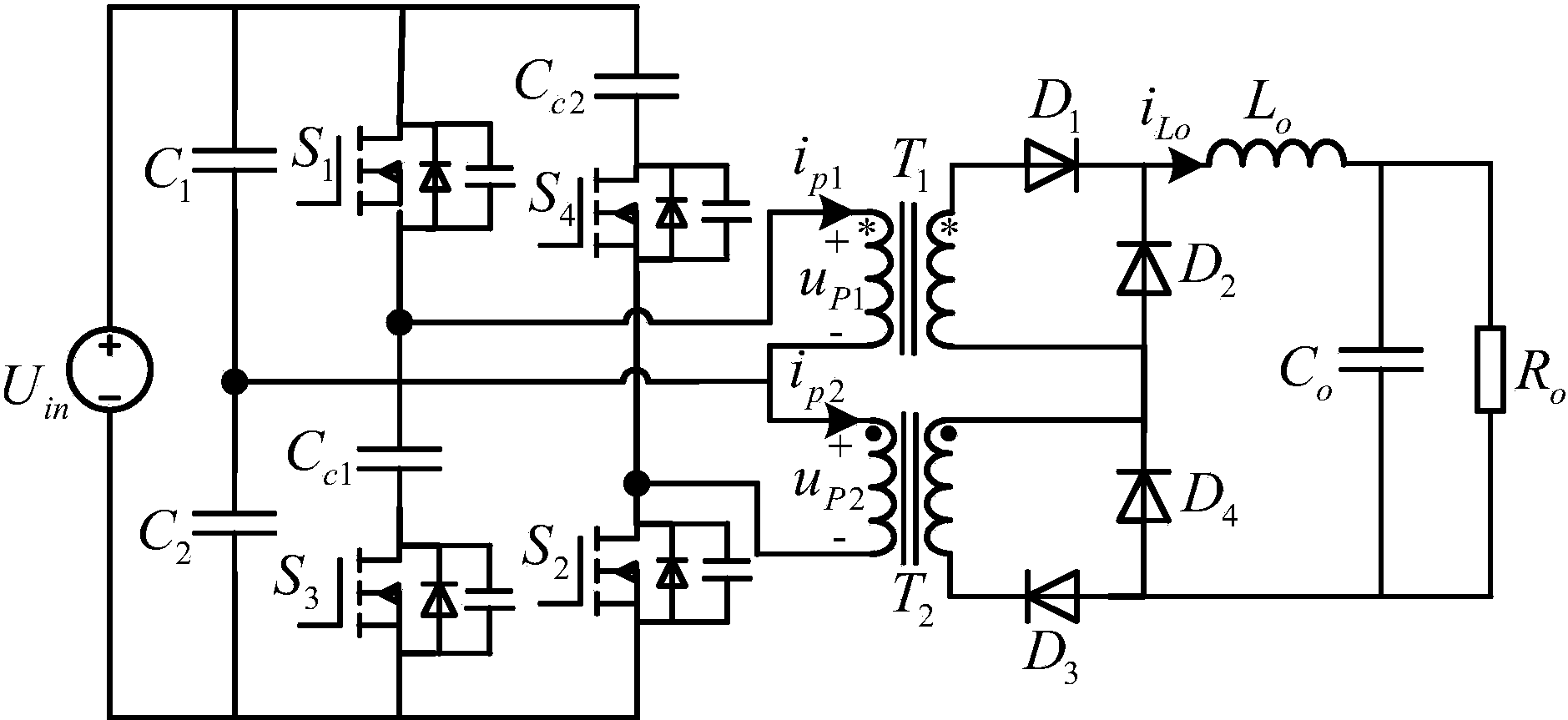 本發明涉及一種有源鉗位正激變換器,屬於dc/dc開關電源技術領域,其