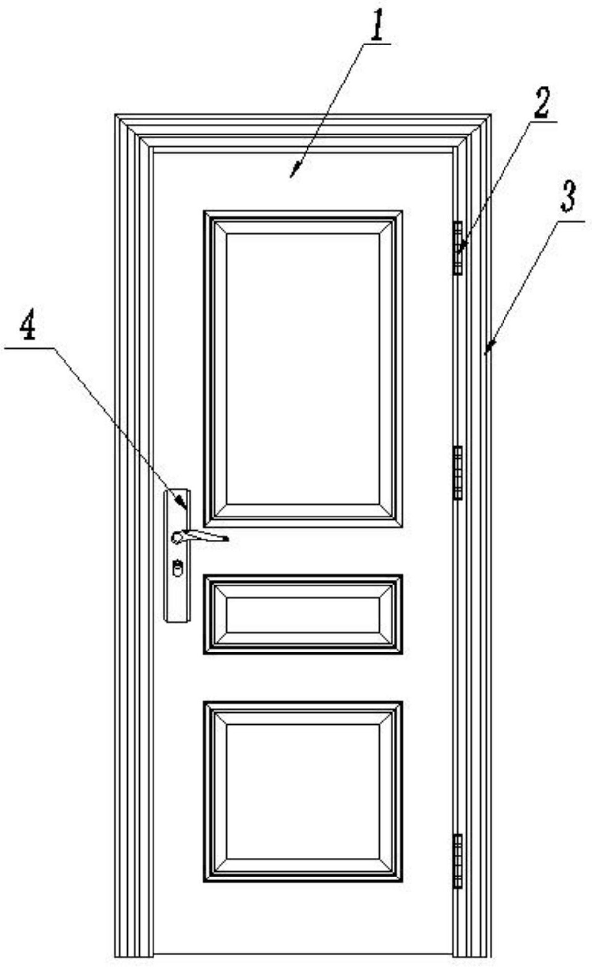 饰面板的一侧均设有垫板,两块垫板的内侧设有蜂窝骨架,门扇与门框线条