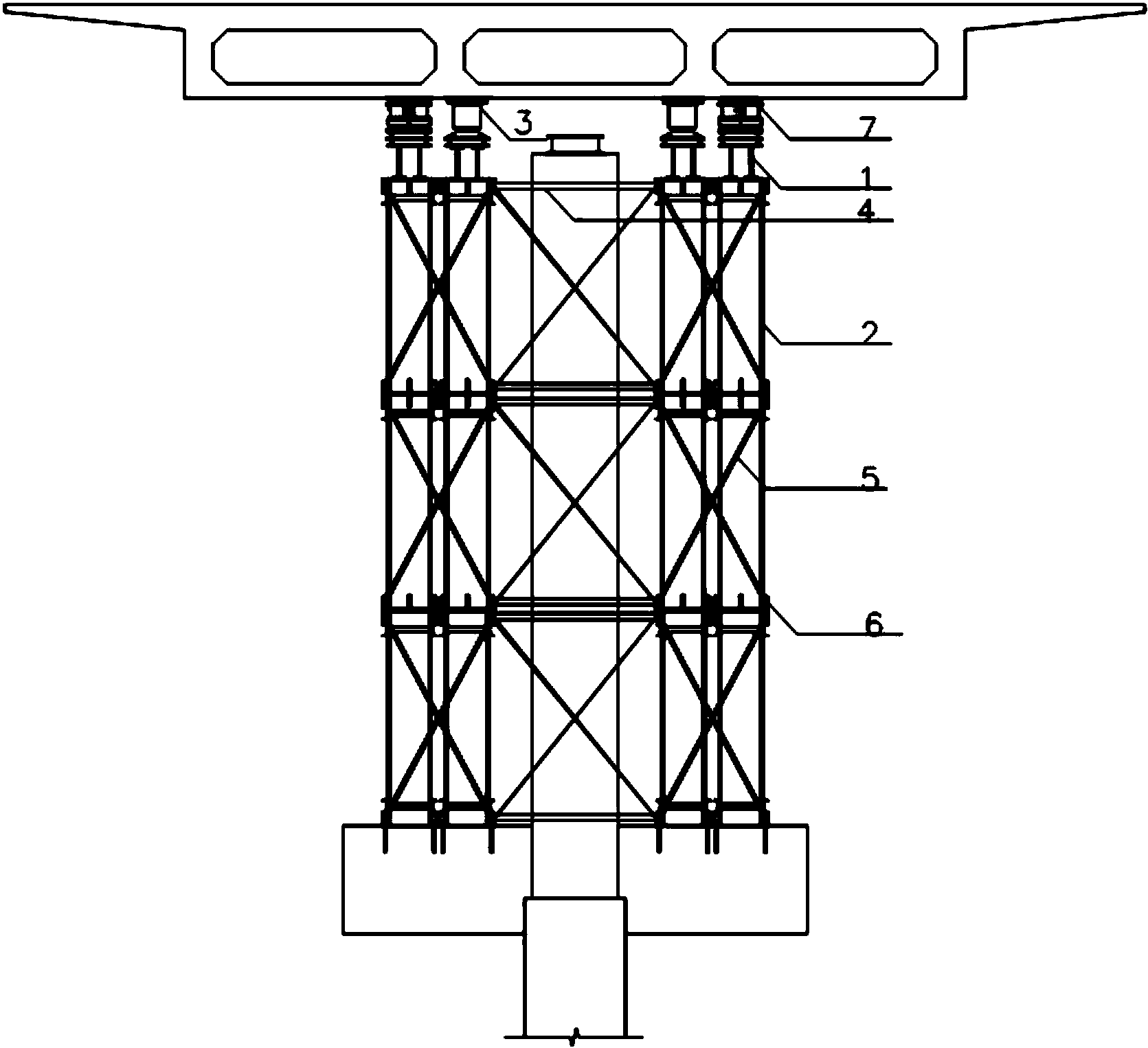 一种城市环形立交同步顶升钢支撑结构
