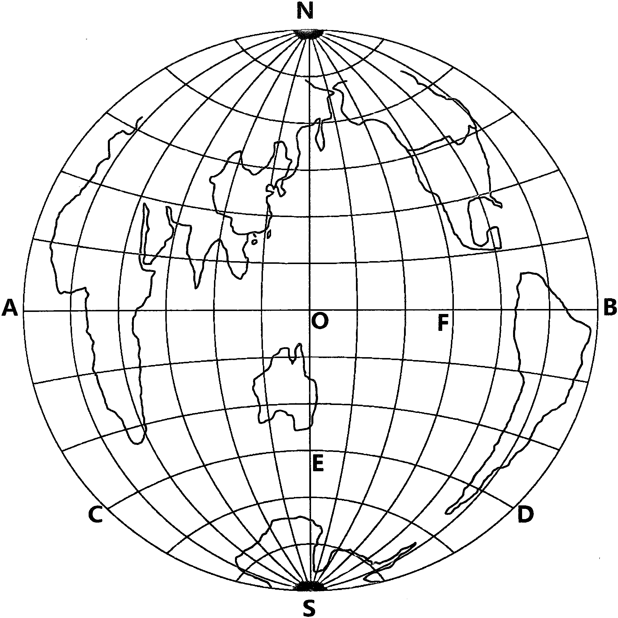 经纬线系圆弧线的圆形世界地图投影