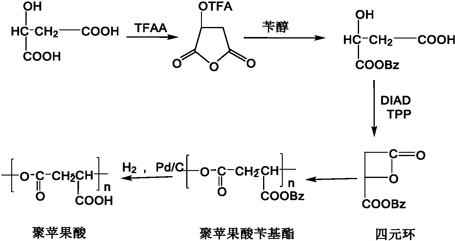 一種聚蘋果酸及結晶度高的聚蘋果酸苄基酯的製備及應用