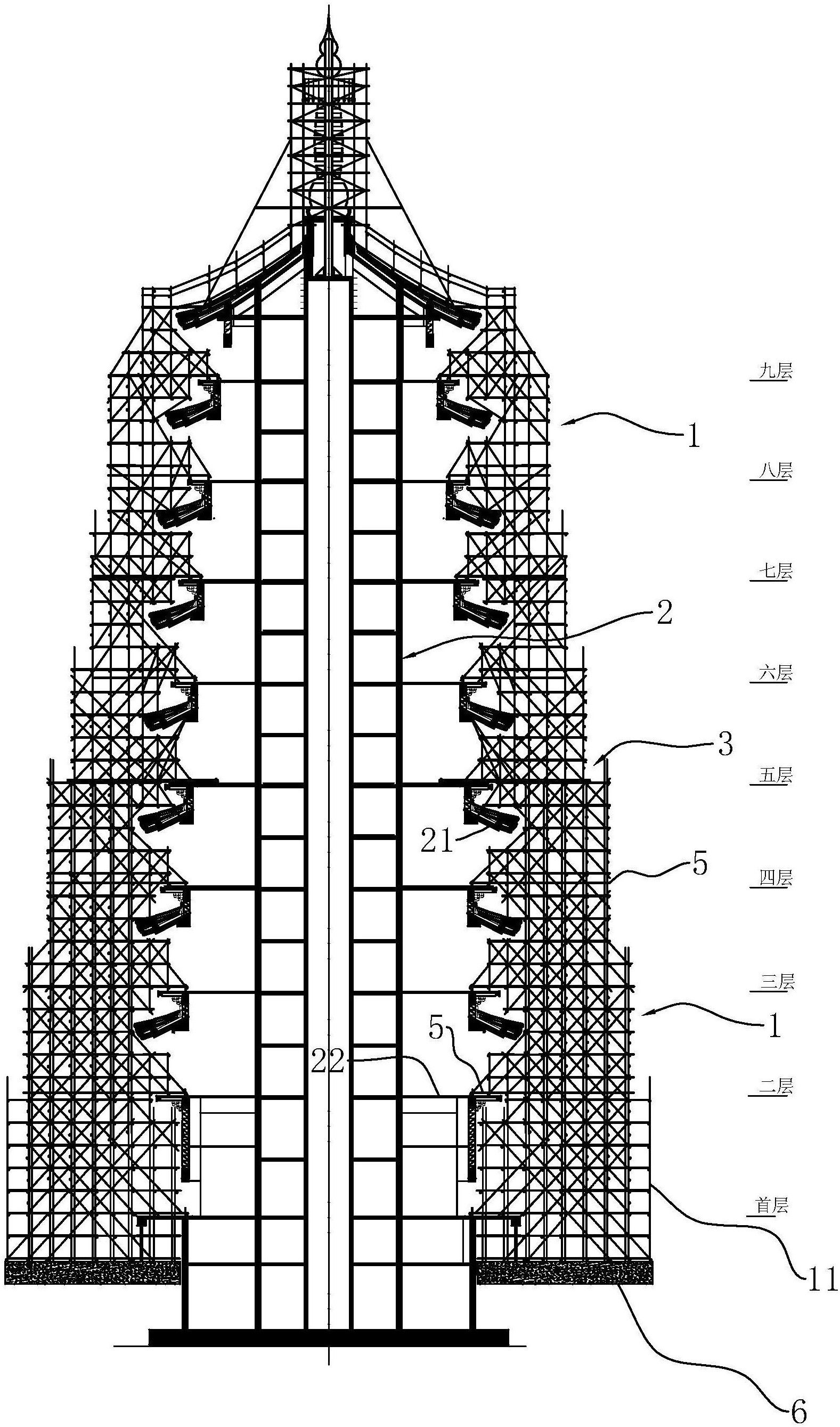 一种用于塔式建筑施工的落地式脚手架