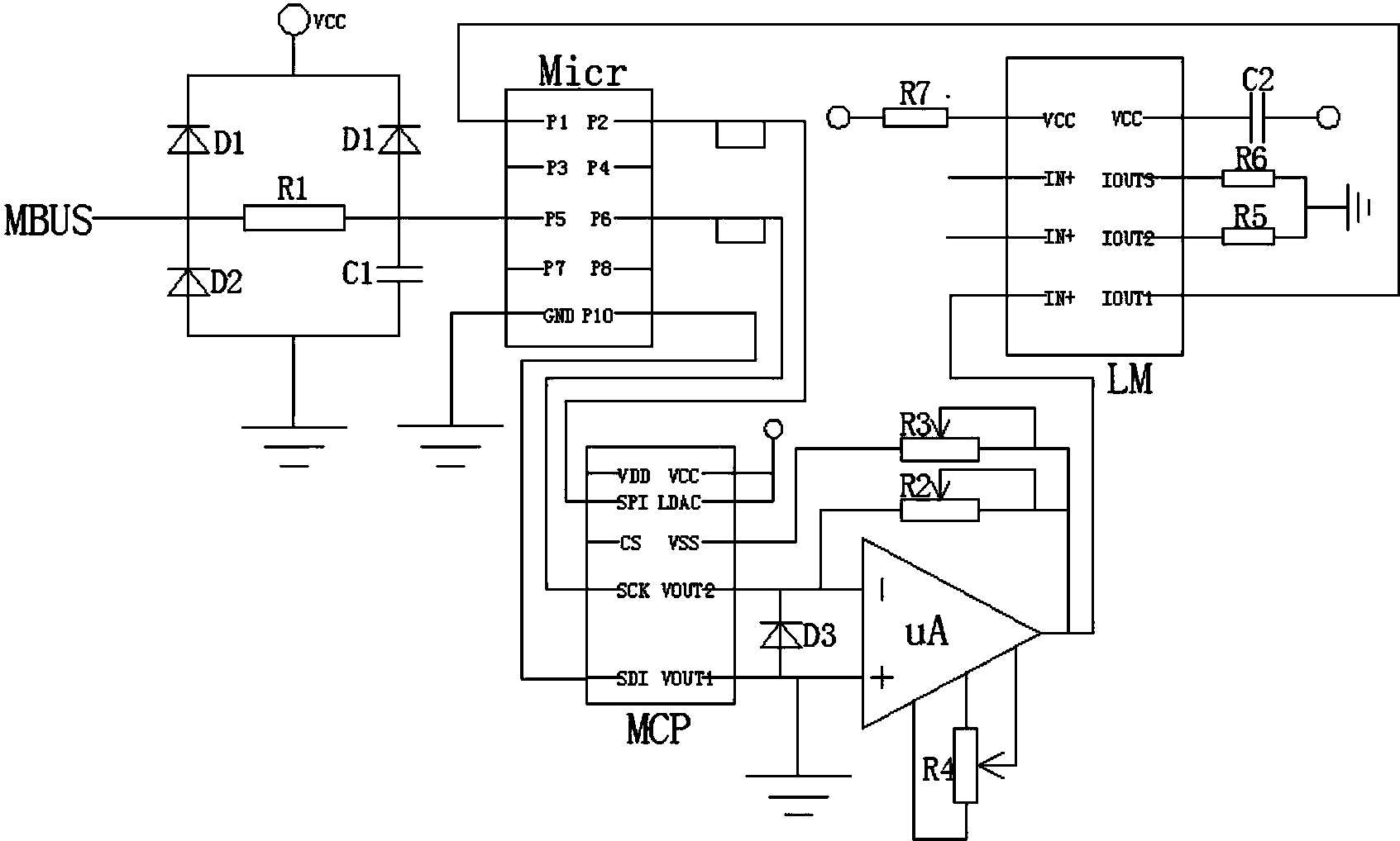 一种mbus通讯热量表数据采集控制器接收电路