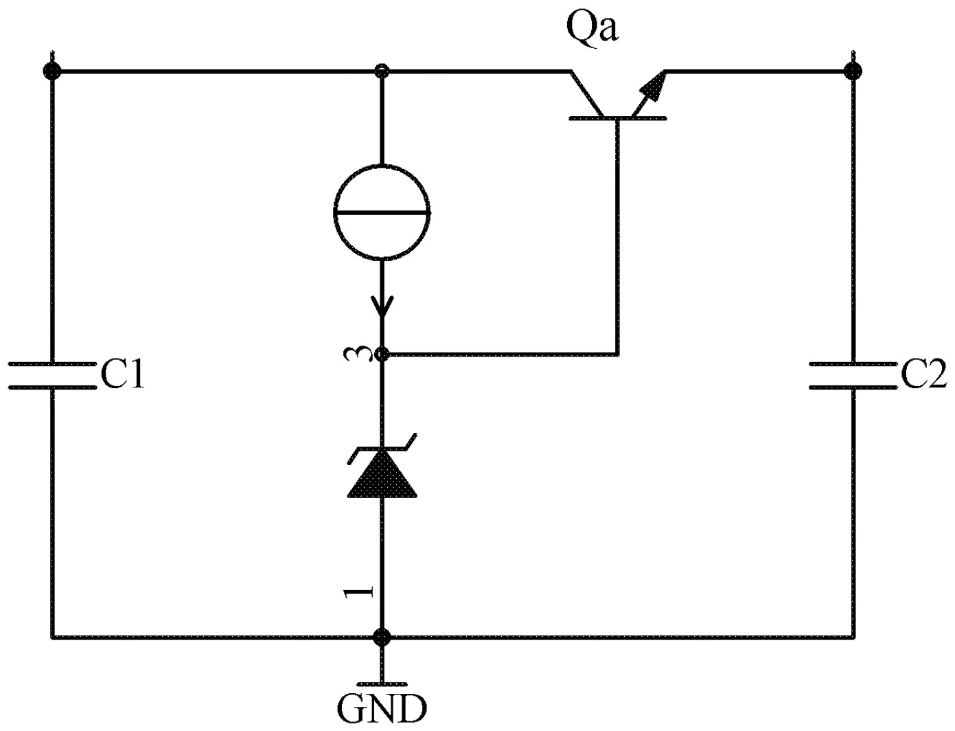 種直流線性穩壓電源電路,包括:電流源,其一端用於接電壓源;穩壓二極管