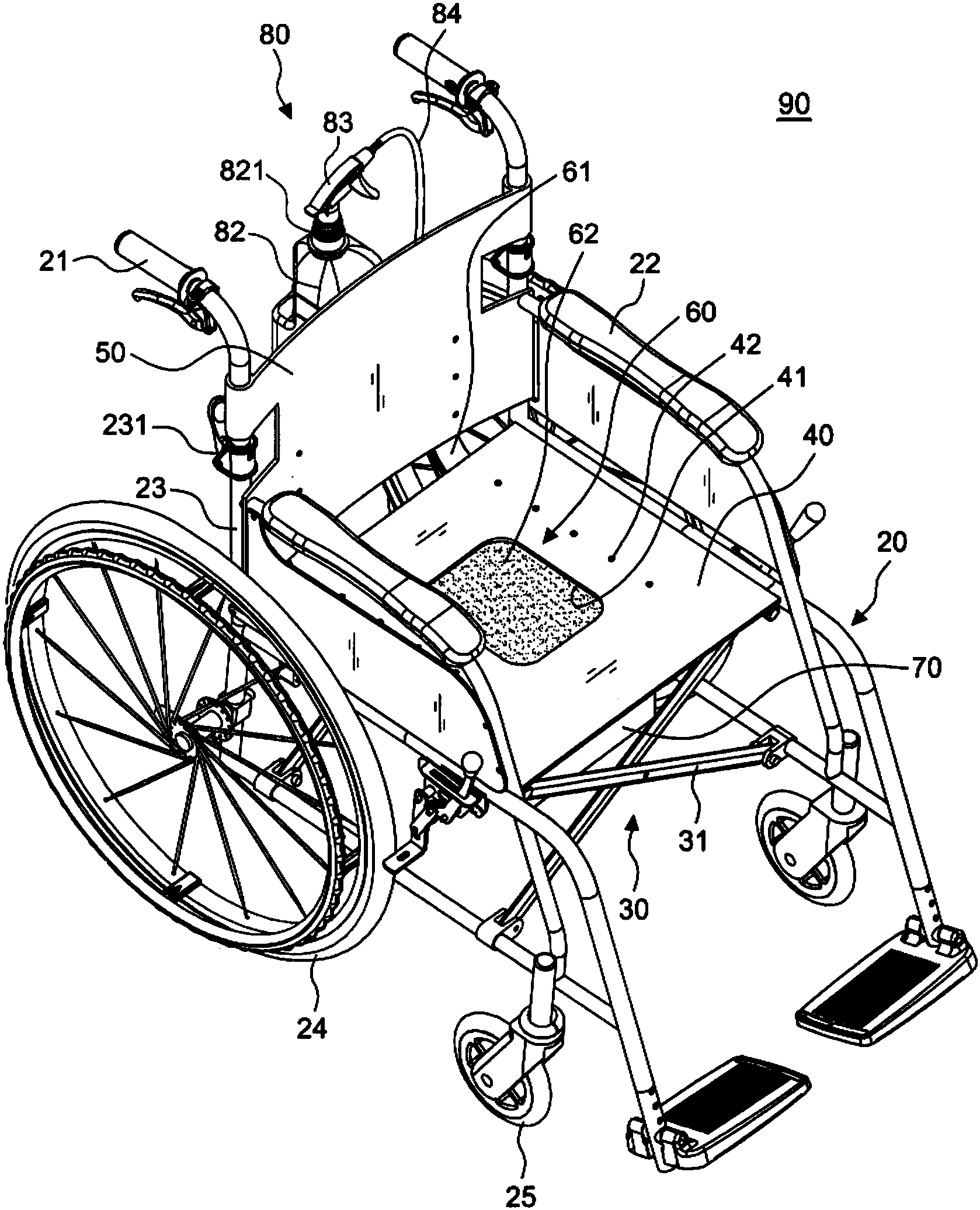 可便溺折叠式轮椅