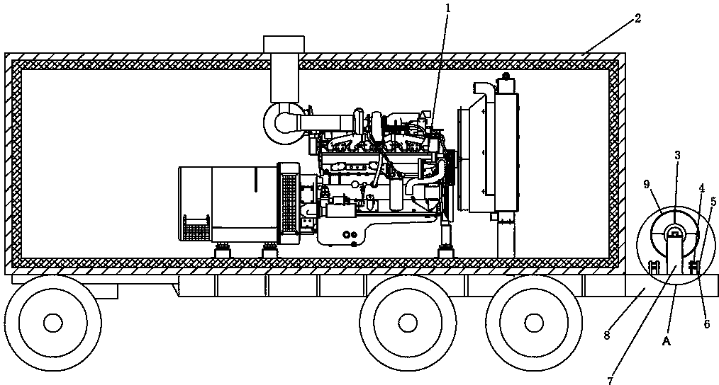 一种静音型发电机组的电缆绞盘