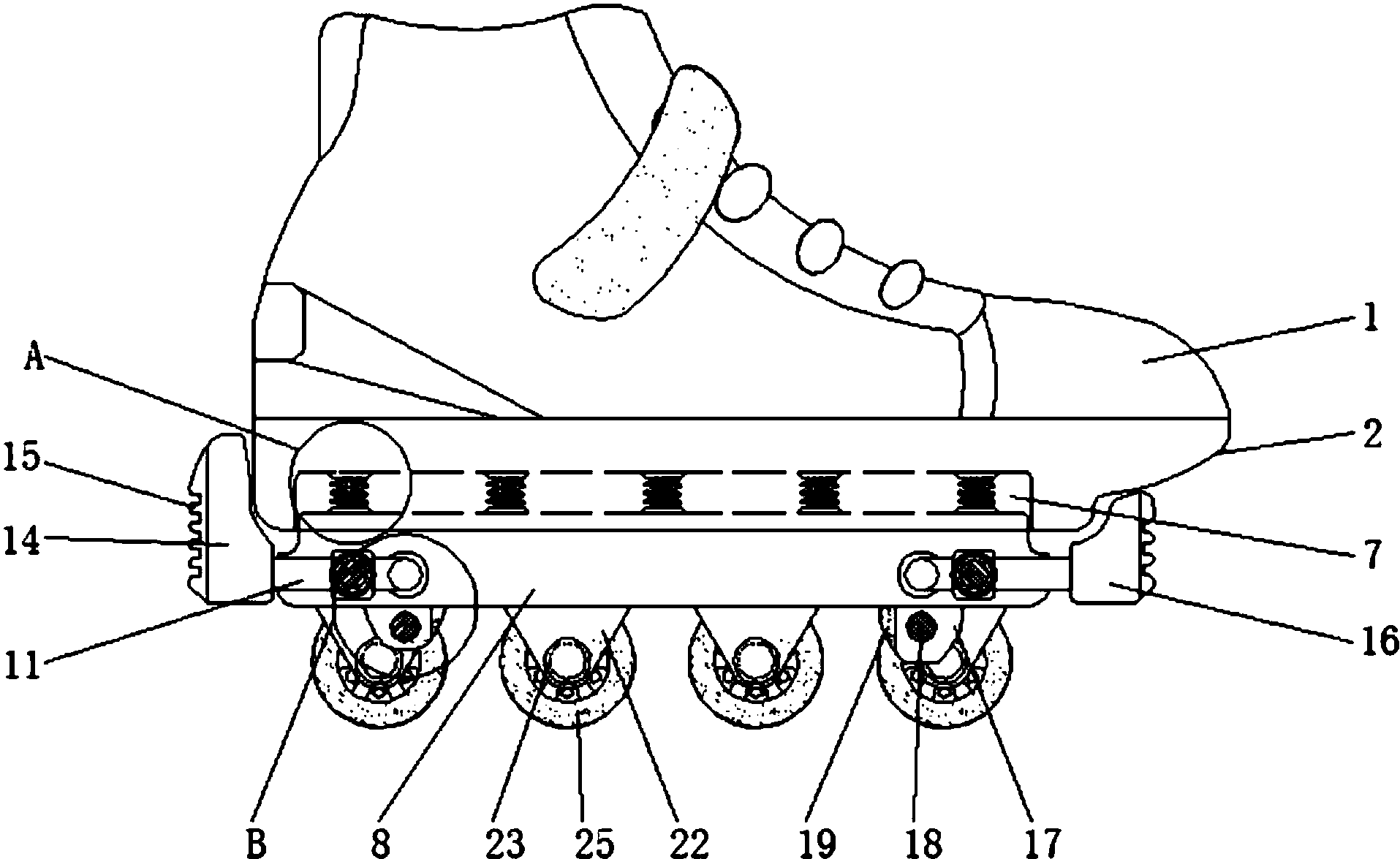一种步滑自由切换的儿童用滑轮鞋
