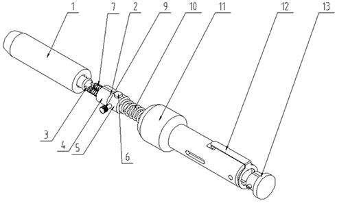 本发明公开了便携式钢笔枪,包括枪管,击发装置,拉栓,压缩弹簧c,枪身
