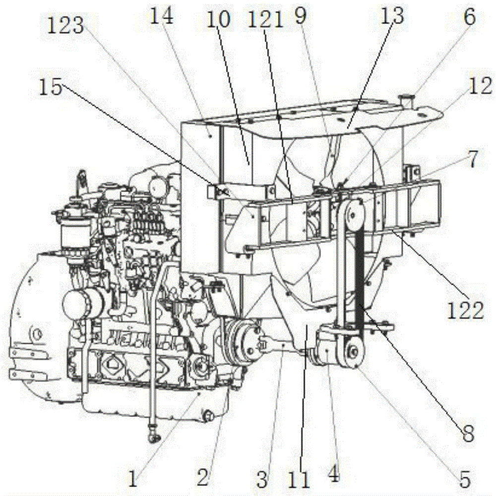 本发明公开了一种叉车吸风式冷却系统,包括叉车的发动机以及在发动机