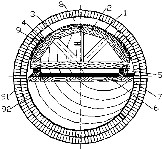 工业炉管道上半圆环形拱顶内衬砌筑方法