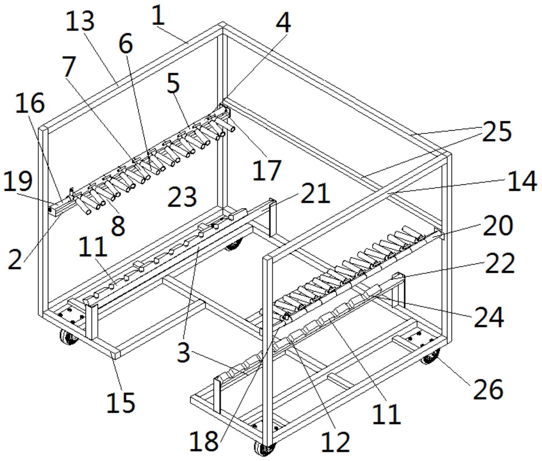 一种汽车零部件放置转运用料架及其使用方法