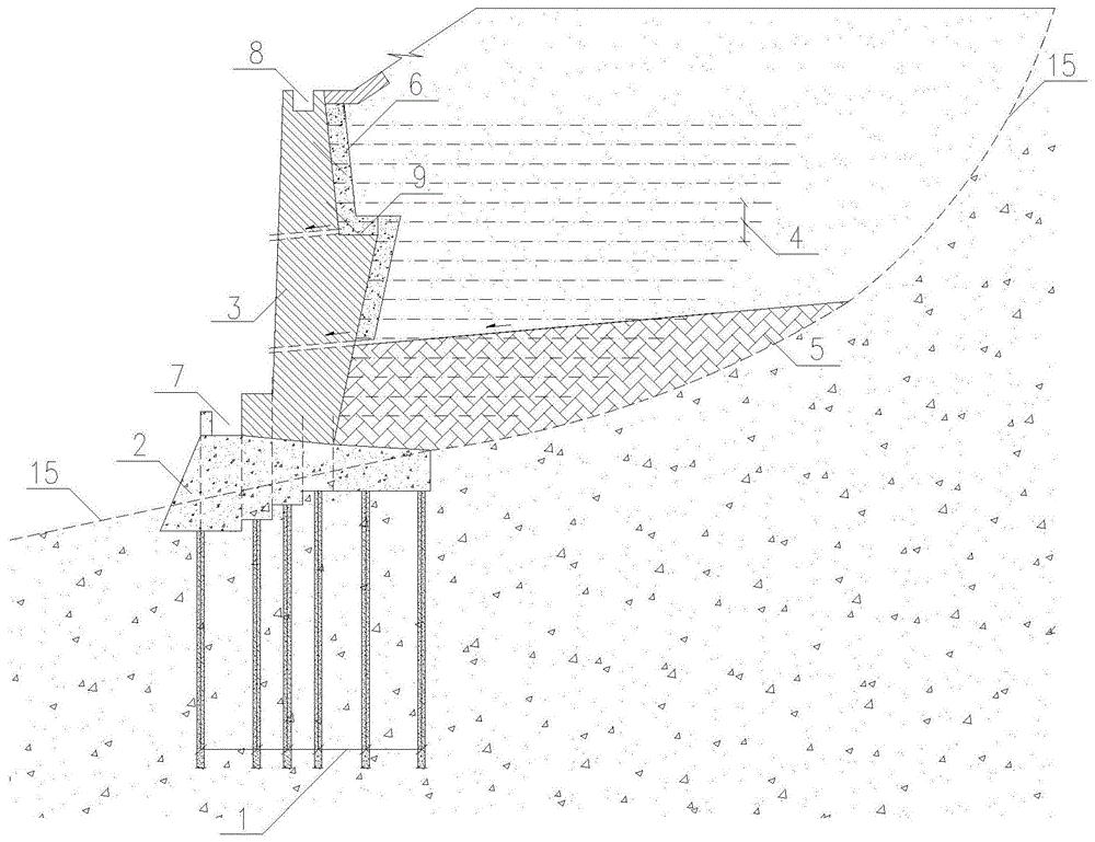 鋼錨管加固風化岩層加筋衡重式擋土牆結構及施工方法