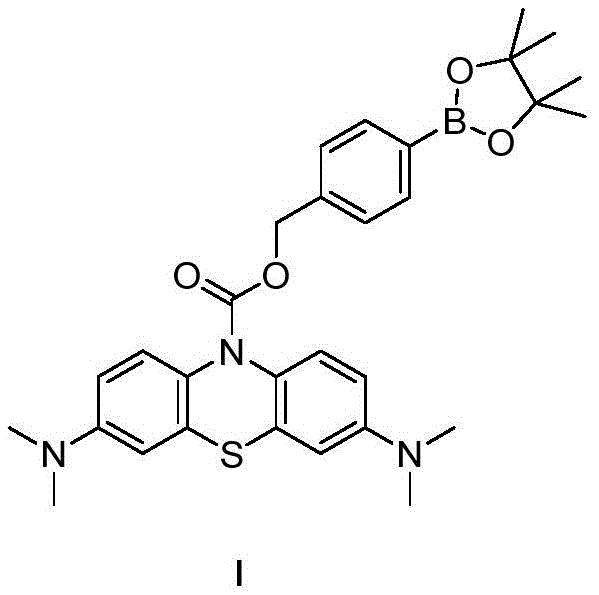 該近紅外熒光探針onp,由硼酸酯結合亞甲藍骨架獲得,其結構如結構式i